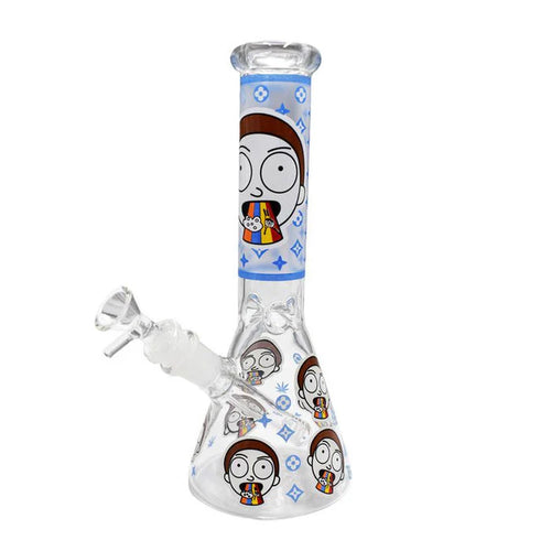 10" Rick and Morty Glass Water Pipe Beaker Bottom