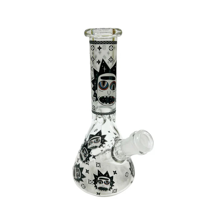 8" Glow in the Dark- Rick and Morty Beaker Bottom Water Pipe- Asst Colors