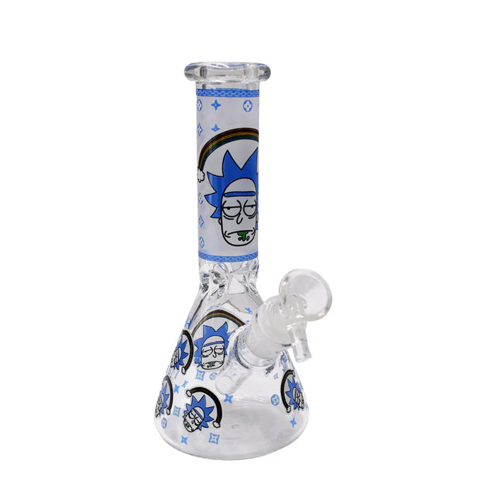 8" Glow in the Dark- Rick and Morty Beaker Bottom Water Pipe- Asst Colors