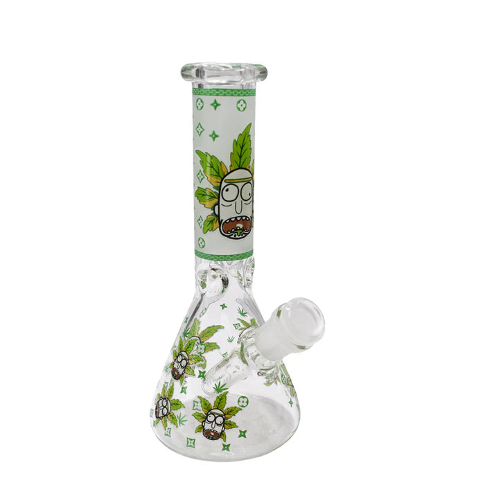 8" Glow in the Dark- Rick and Morty Beaker Bottom Water Pipe- Asst Colors