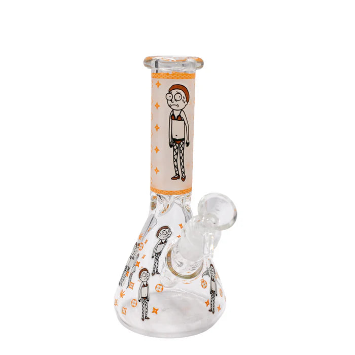 8" Glow in the Dark- Rick and Morty Beaker Bottom Water Pipe- Asst Colors